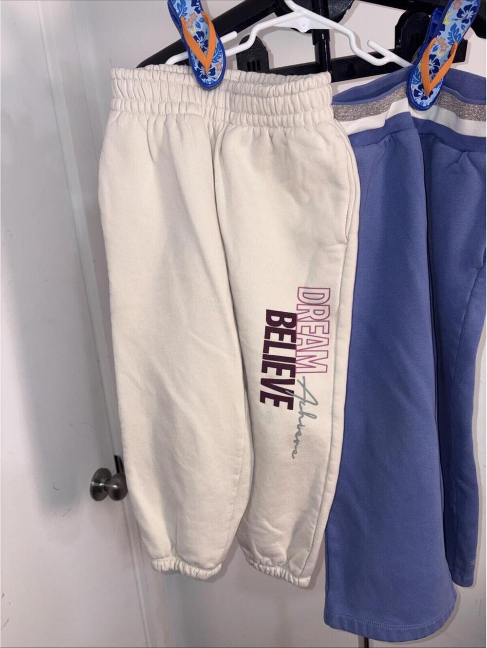2 Pairs Athleta Girls Sweatpants Flare & Jogger Blue & Crème XS‎ 6
